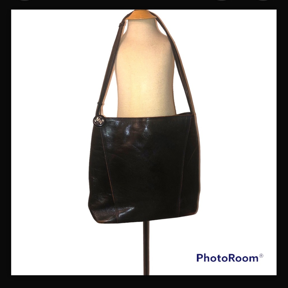 Monsac Original Black Vintage Leather Shoulder Bag